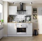 Conjunto de cocina de 5 elementos en blanco brillo/roble canadiense - PEGANE - - Imagen 2